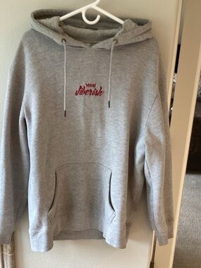 Jiberish Grey Hoodie with Red Embroidered Logo